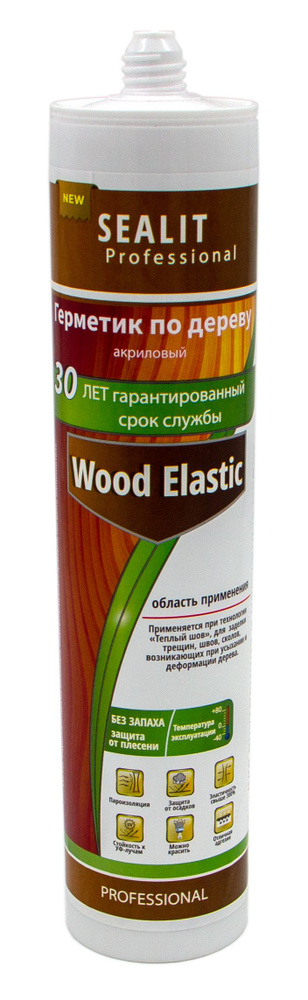 Герметик для дерева акриловый Sealit Wood Elastic, 280 мл, Белый #1