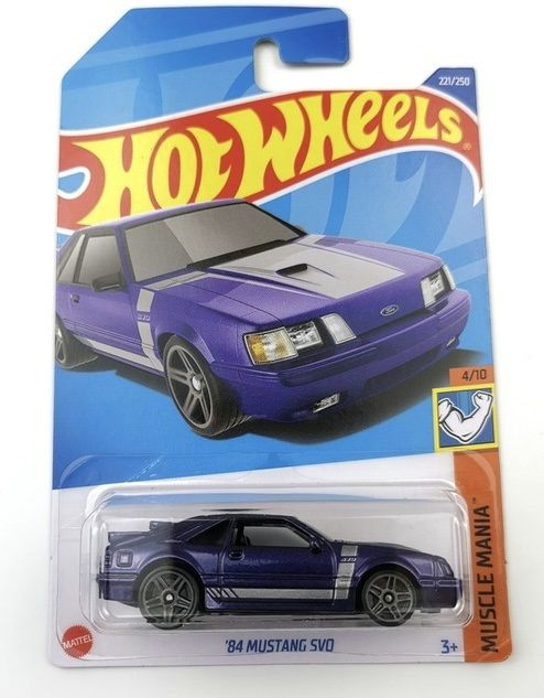 HCW28 Машинка металлическая игрушка Hot Wheels коллекционная модель 84 MUSTANG SVO фиолетовый  #1