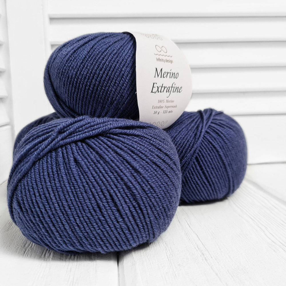 Пряжа Infinity Design - Merino Extrafine (6052 - джинс), 125м/50г, 3 шт. (Инфинити - Мерино Экстрафайн) #1