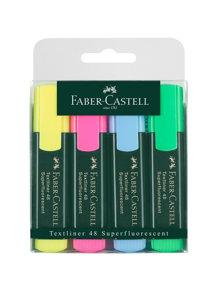 Набор текстовыделителей Faber-Castell "48" 04цв., 1-5мм, пластик. уп., европодвес (4 шт), 154804/15480400 #1