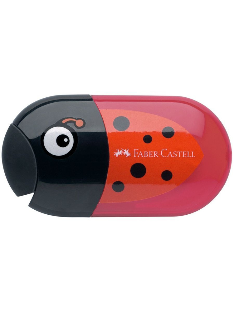 Точилка пластиковая с ластиком Faber-Castell "Ladybug" 2 отверстия, контейнер (1 шт), 183526  #1