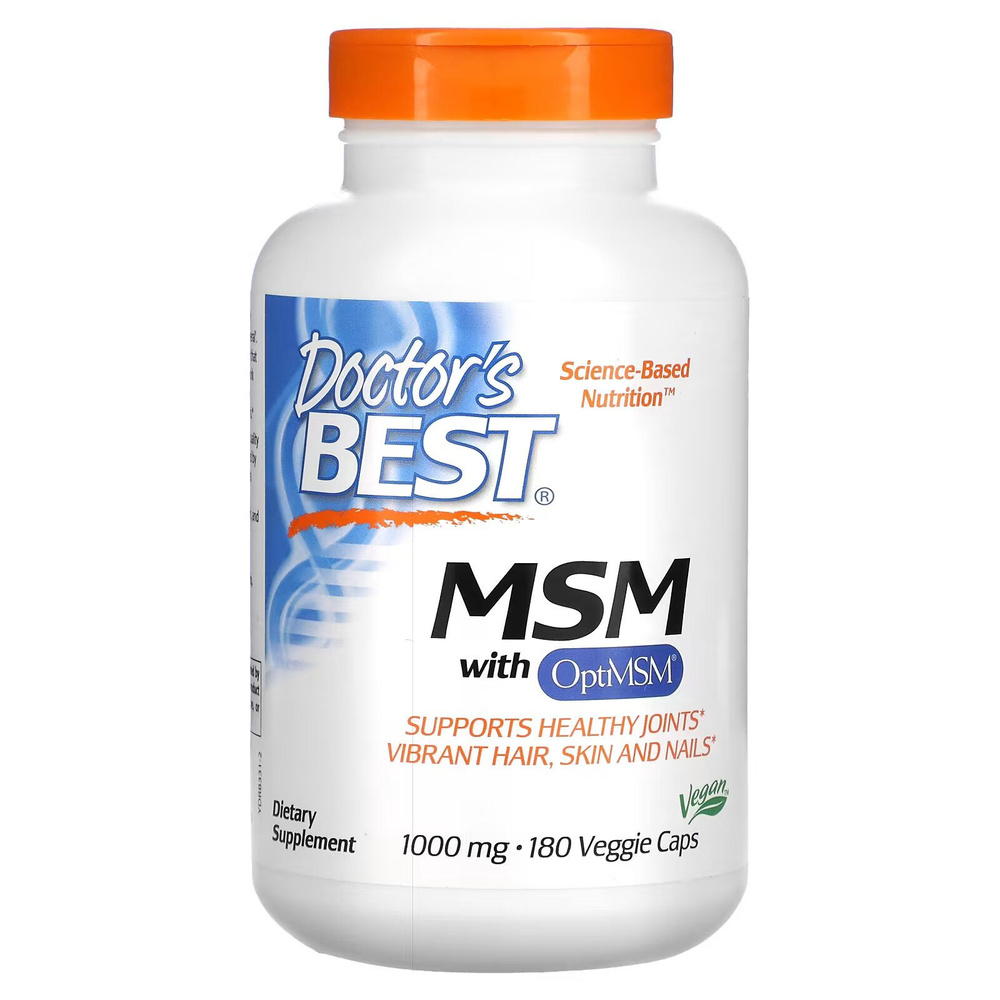 МСМ Доктор Бест, MSM with OptiMSM Doctor's Best, 1000 мг, 180 капсул #1