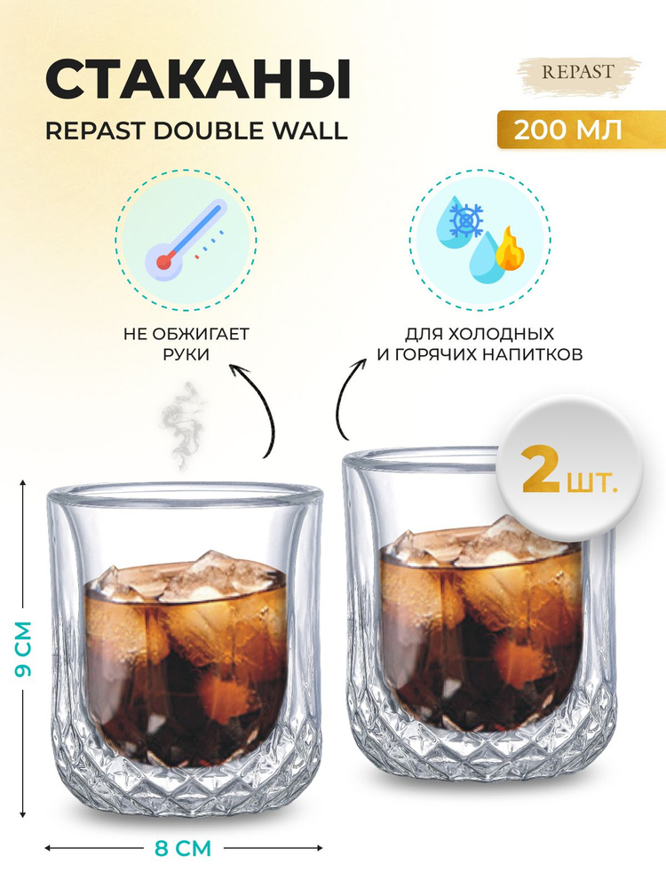 Набор стаканов с двойным стеклом Repast Double wall 200 мл (2 шт) #1