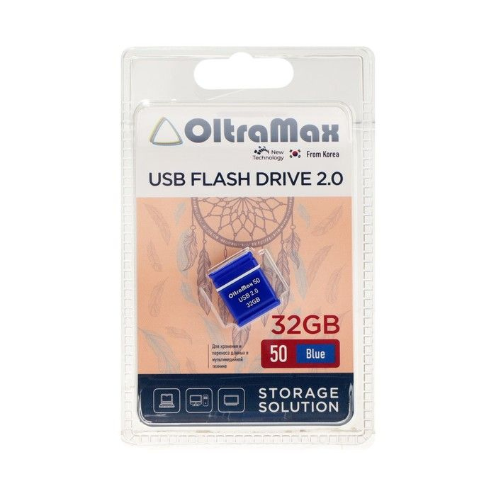 Флешка OltraMax 50, 32 Гб, USB2.0, чт до 15 Мб/с, зап до 8 Мб/с, синяя #1