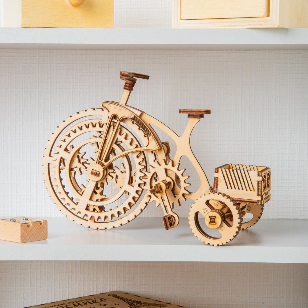 Сборная деревянная модель 3D пазл "Велосипед" / конструктор механический из дерева, на день рождения, #1