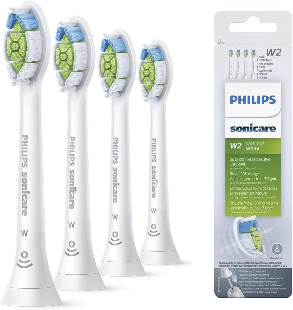 Насадки для зубной щетки Philips Sonicare W2 Optimal HX6064/10 для осветления зубной эмали, 4 шт  #1