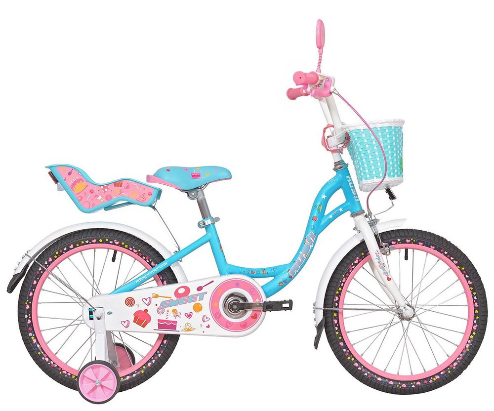 Велосипед двухколесный детский 18" дюймов RUSH HOUR SWEET рост 115-130 см для девочки голубой. 5 лет, #1
