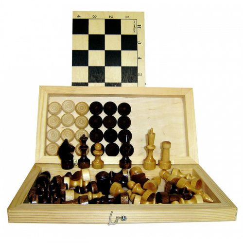 Шахматы+шашки, набор настольных игр 2 в 1; деревянные лакированные малые фигурки шахмат, фигурки шашек #1