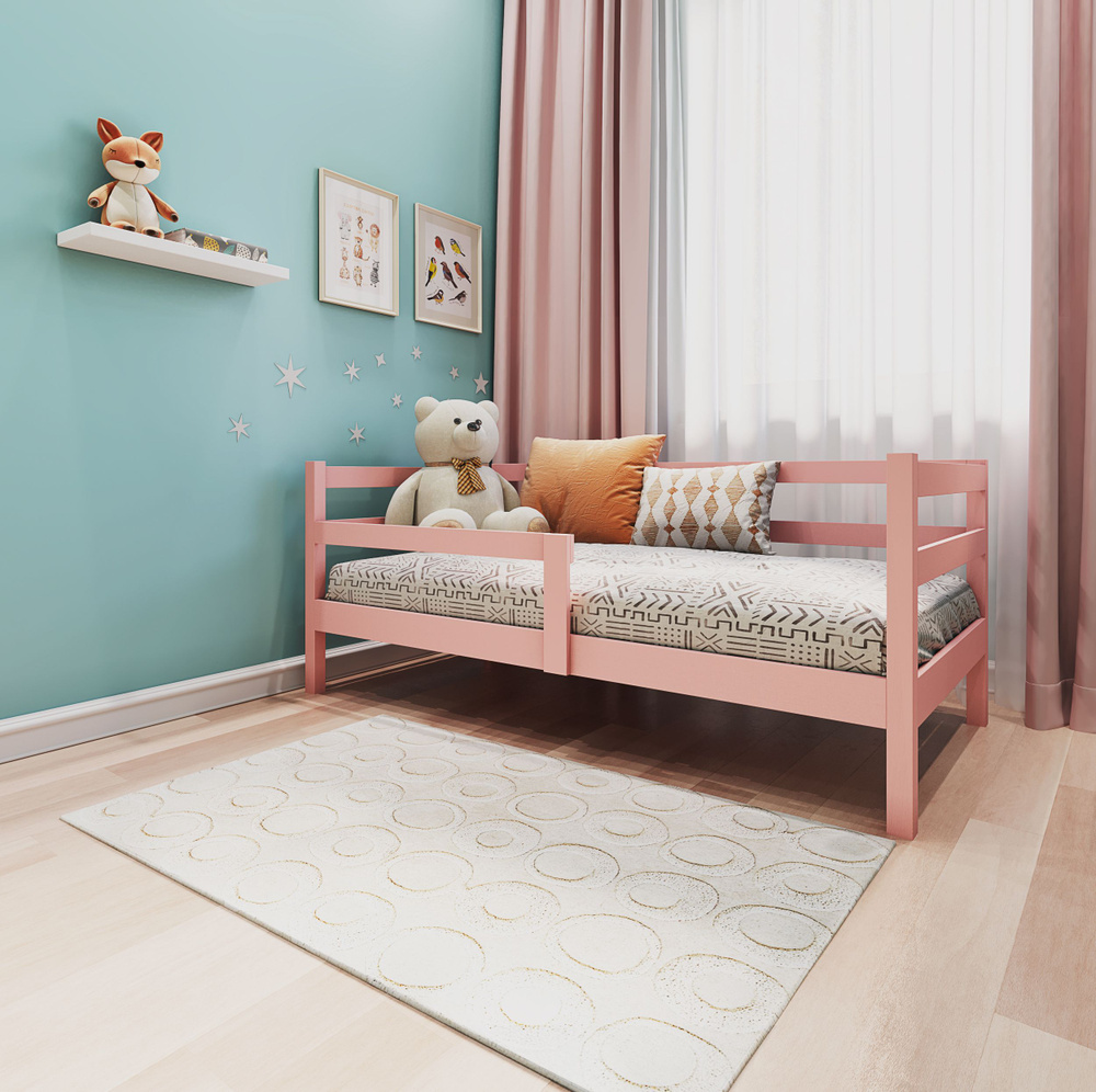 Детская кровать Софа 160х80, цвет розовый #1