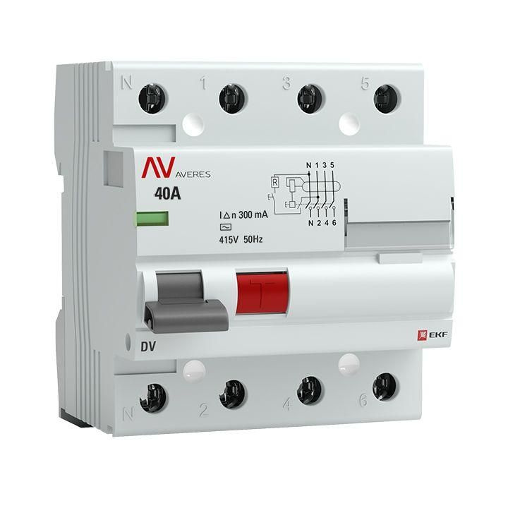 Выключатель дифференциального тока (УЗО) 4п 40А 300мА тип AC DV AVERES EKF rccb-4-40-300-ac-av  #1