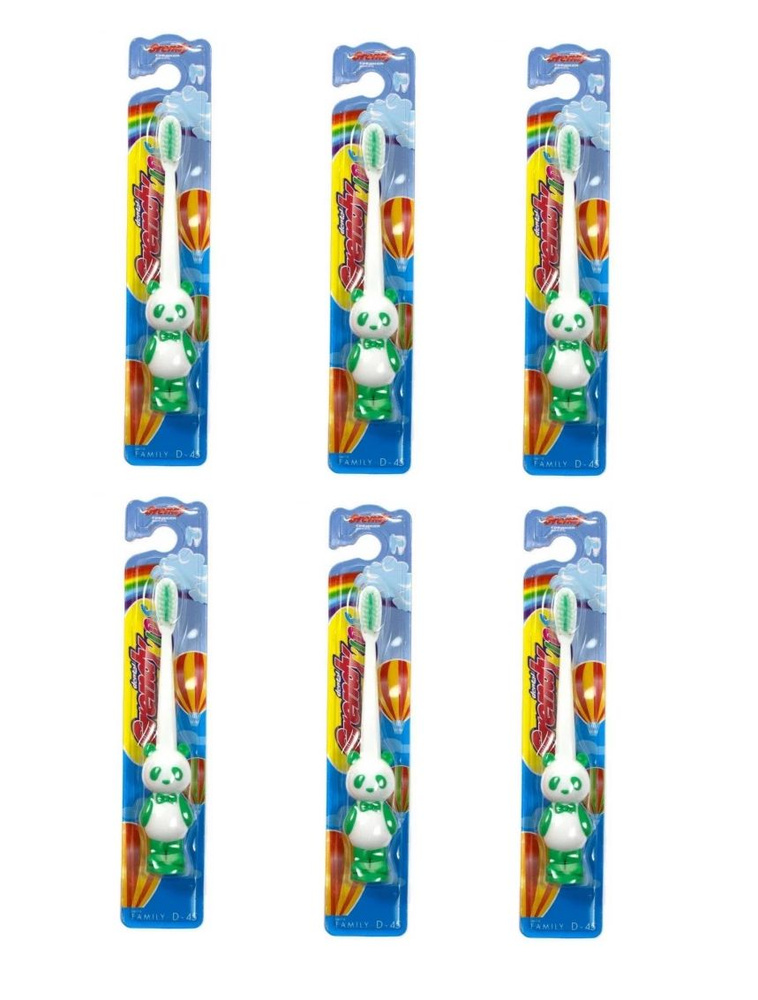 Grendy Зубная щетка Детская D-45 Панда, 6 упаковок #1