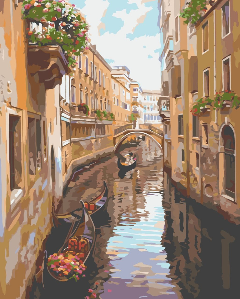 Картина по номерам Hobruk "Венеция", на холсте на подрамнике 40х50, раскраска по номерам, набор для творчества, #1