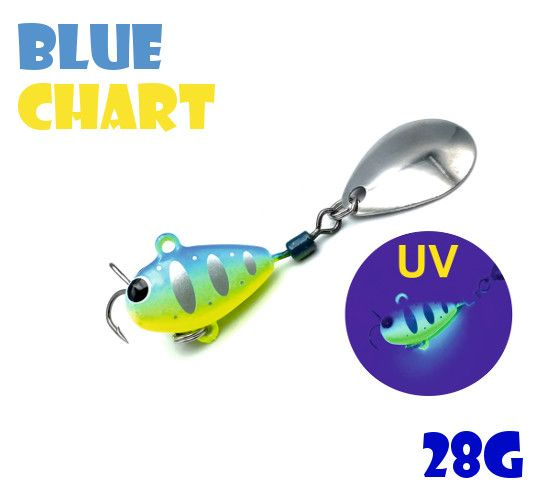 Тейл-Спиннер Uf-Studio Hurricane 28g #Blue Chart #1