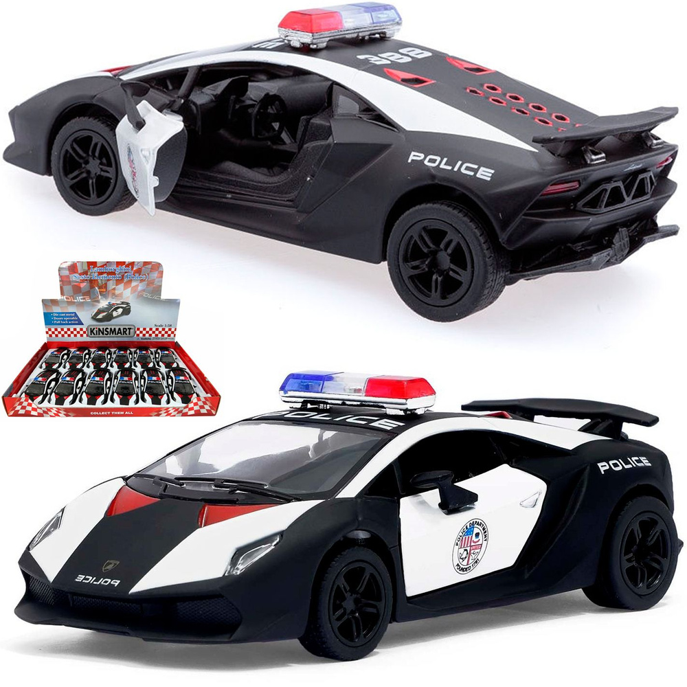 Машинка металлическая игрушка 1:38 Lamborghini Sesto Elemento Police ( Ламборгини Сесто Элементо Полицейская) инерционная - купить с доставкой по  выгодным ценам в интернет-магазине OZON (694951760)