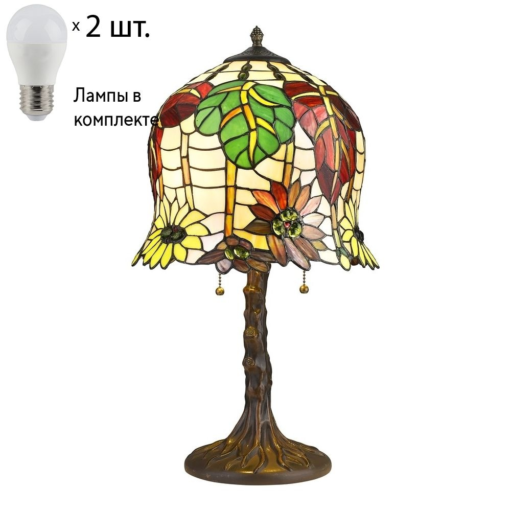 Настольная лампа тиффани с лампочками Velante 882-804-02Lamps E27 P45  #1