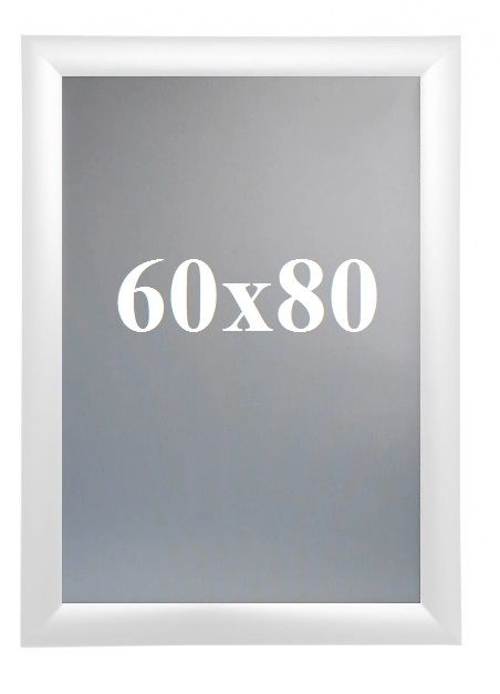 РУРАМ Фоторамка "Рамка алюминиевая Клик, 60*80, прямой угол, Белый, защелкивающийся профиль"  #1
