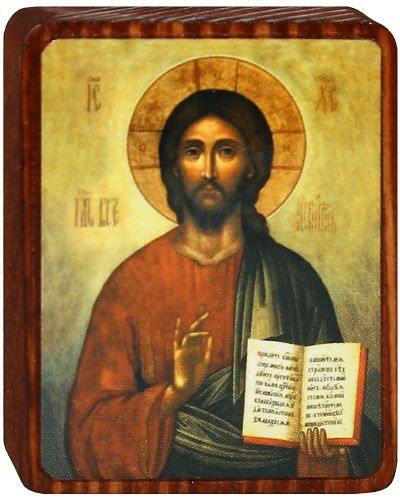 Икона на деревянной основе Спасителя Иисуса Христа "Господь Вседержитель" (4х5 см).  #1