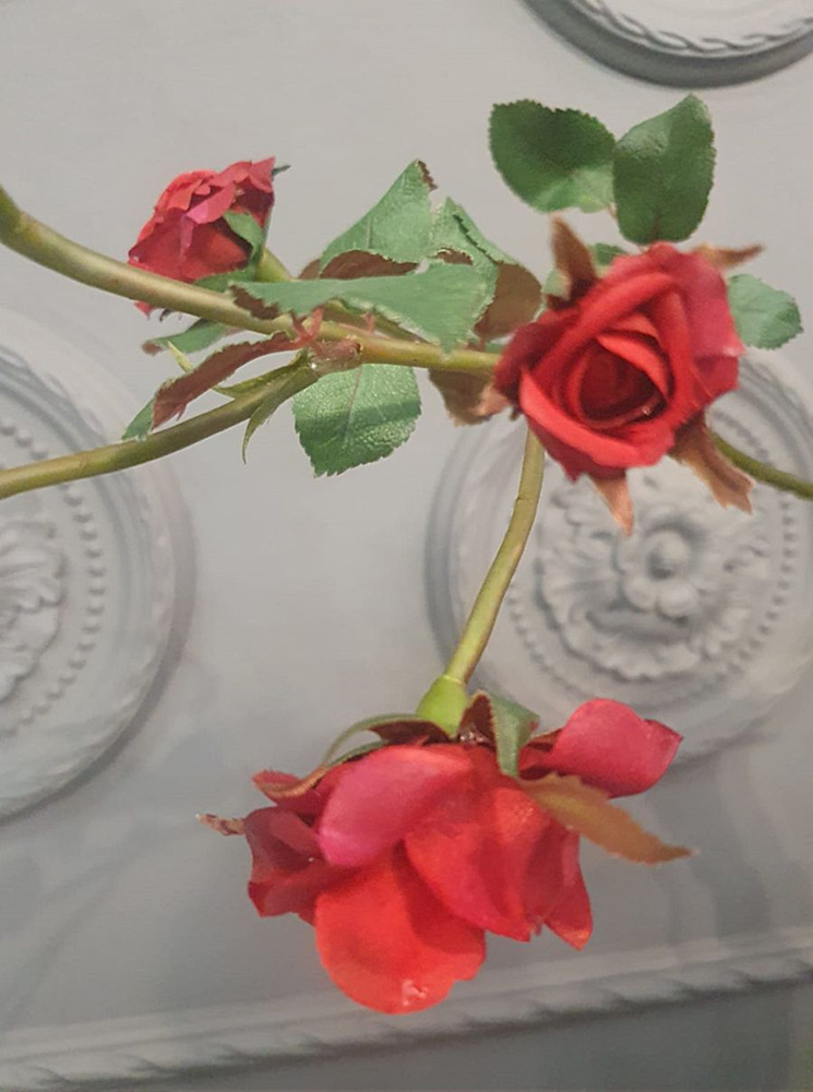 Искусственный декоративный цветок красный Роза #1