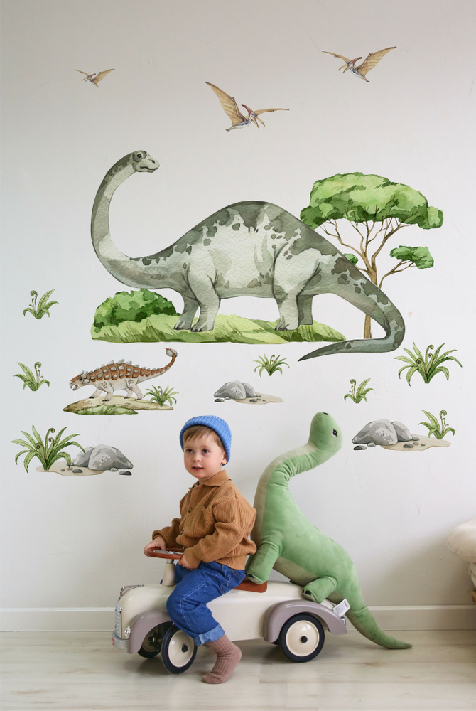 Наклейка интерьерная Бронтозавр/Большой динозавр #1