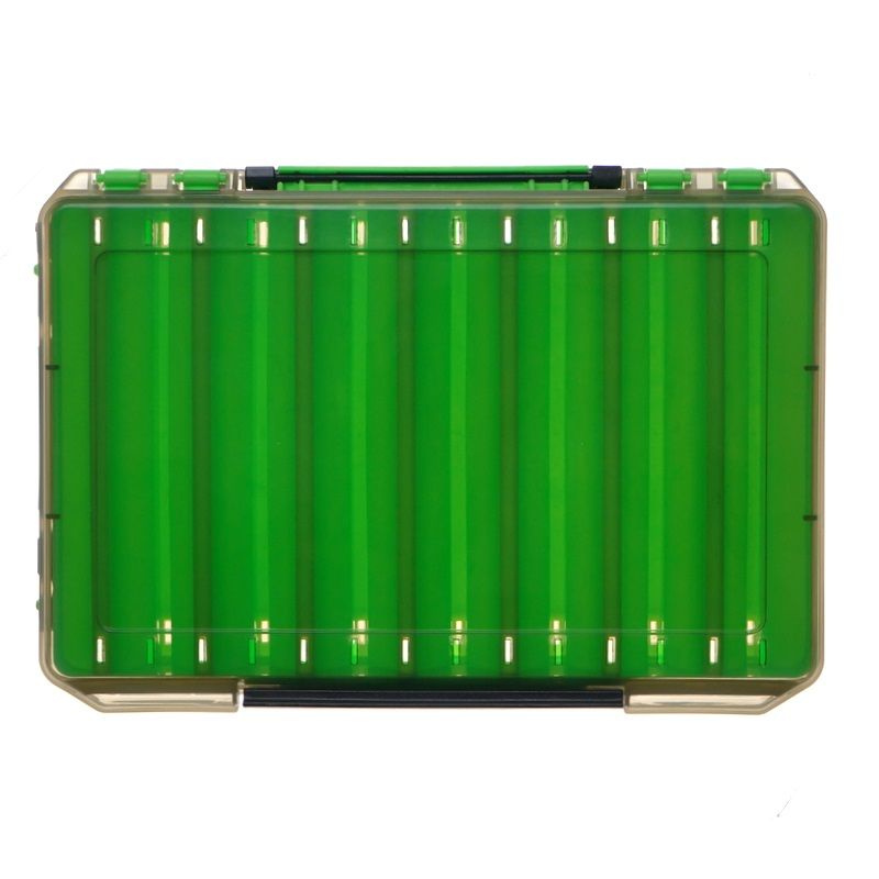 Коробка для воблеров двухсторонняя (270х190х50мм) 14 ячеек зеленая  #1