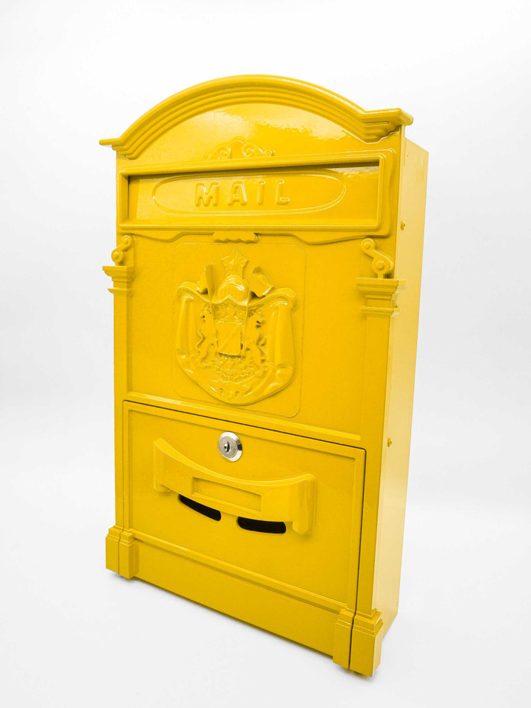 Почтовый ящик Аллюр 4010 "Герб" цвет: желтый/ почтовый ящик металлический/ почтовый ящик с замком/ ящик #1