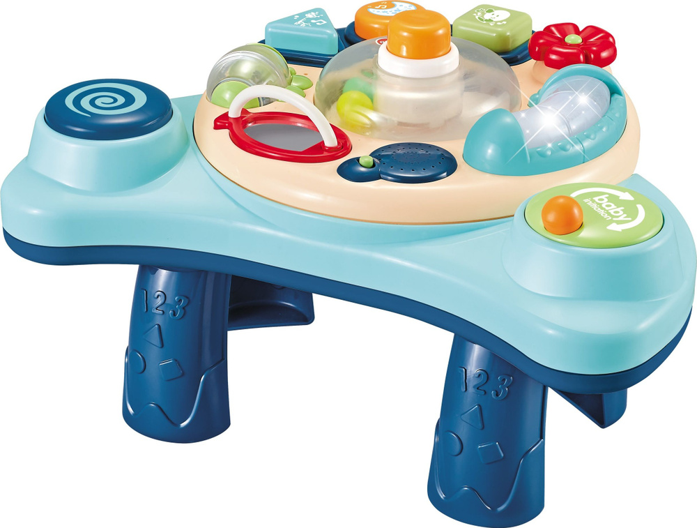 Музыкальная игрушка "Учебный стол" 3в1, со светом и музыкой, синий, для детей от 1 года  #1