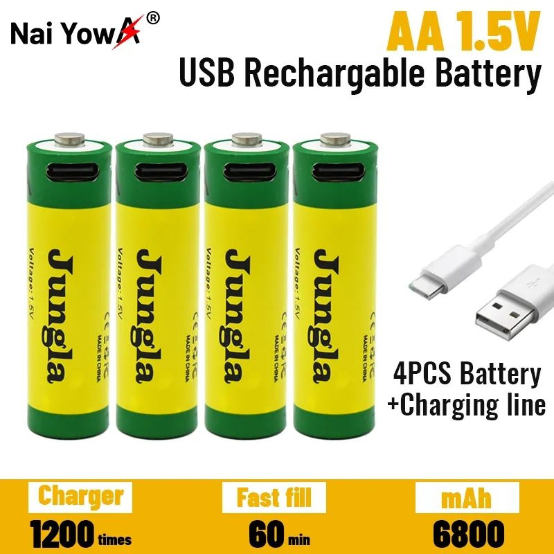 Быстрая зарядка 1.5V AA литий - ионный аккумулятор 6800mah емкость и ...