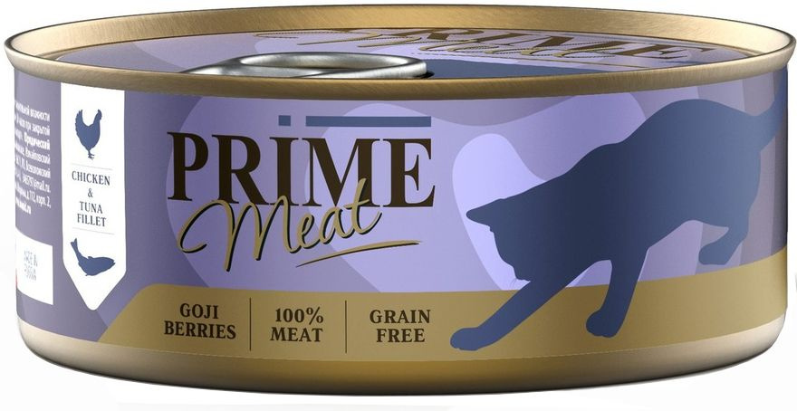 Корм Prime Meat Grain Free Chicken & Tuna Fillet (в желе) для кошек, беззерновой, курица с тунцом, 100 #1