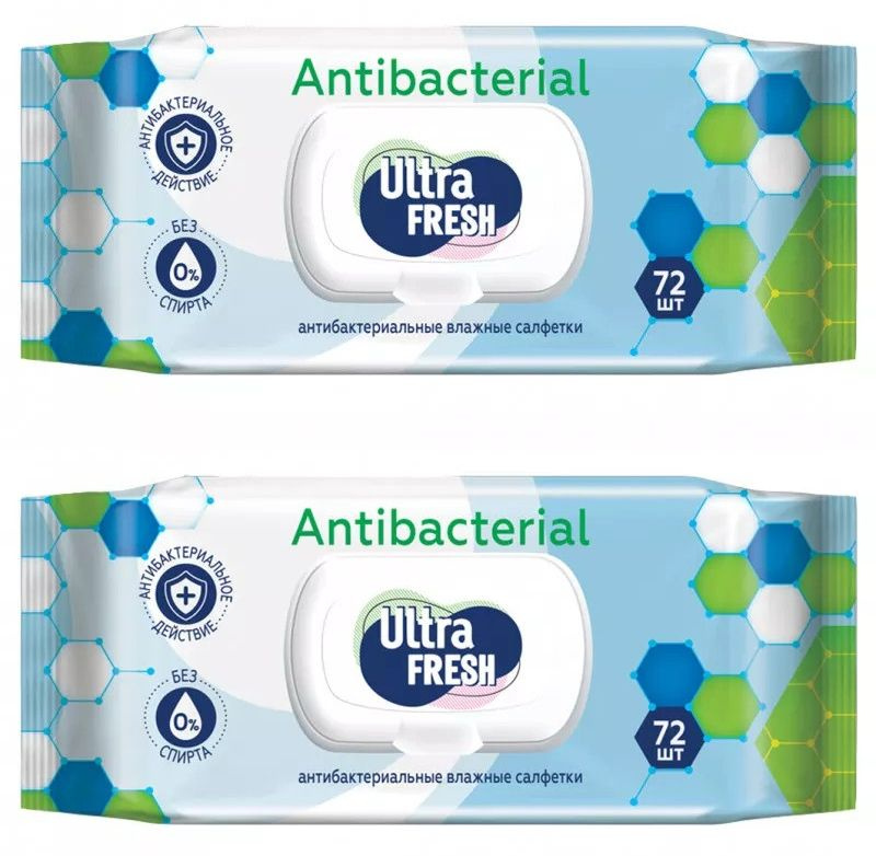 Ultra Fresh Antibacterial Влажные салфетки 72 шт с клапаном (2уп) #1