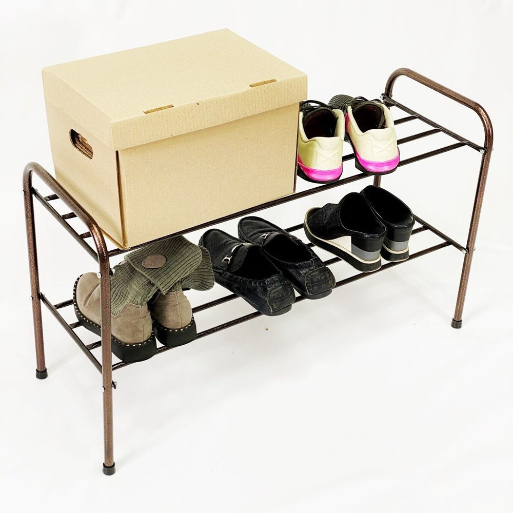 Обувница ИСТОК Подставка для обуви - 2 полки 80 см арт.ПО281 цв.Медный антик  #1