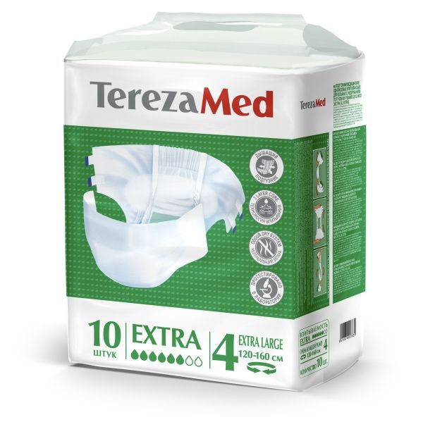 Подгузники для взрослых TerezaMed Extra Extra Large (№4), объем талии 120-160 см, 10 шт.  #1