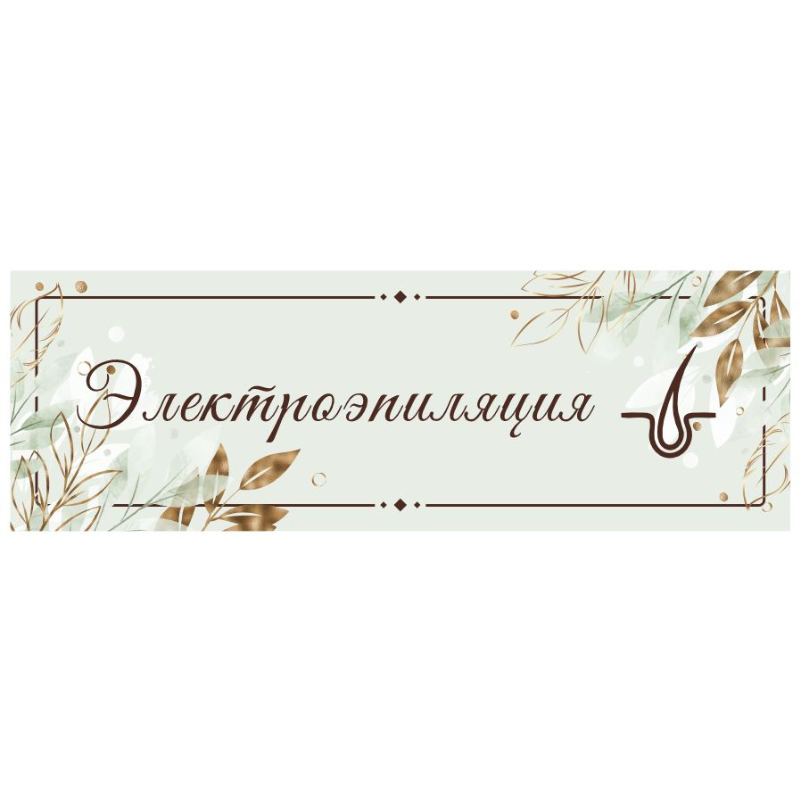 Табличка, на дверь, в салон красоты, BR. BEAUTY ROOM, Электроэпиляция, 30x10 см  #1