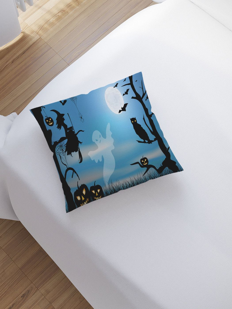 Наволочка декоративная на молнии, чехол на подушку "Встреча Хэллоуина" 45х45 см  #1