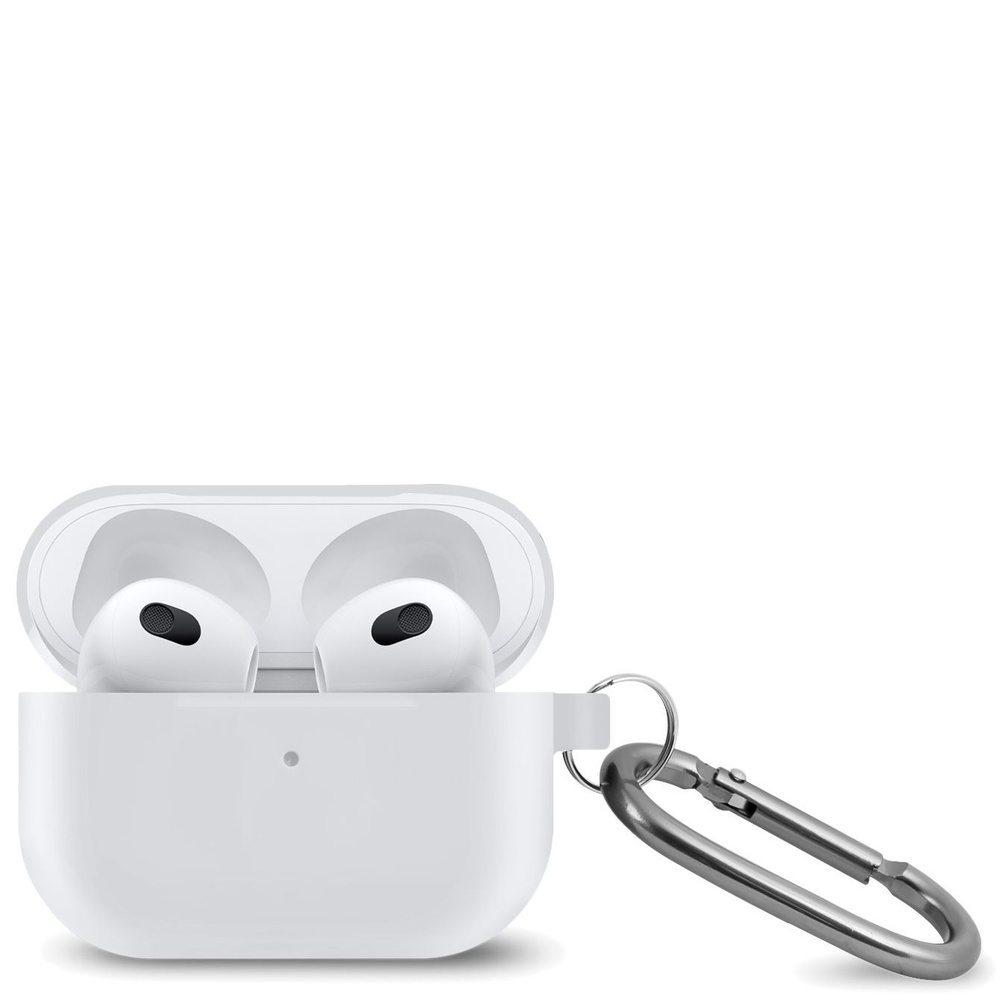 Ультратонкий силиконовый чехол для наушников Apple AirPods 3 / кейс для наушников Эпл Аирподс 3 / белый #1