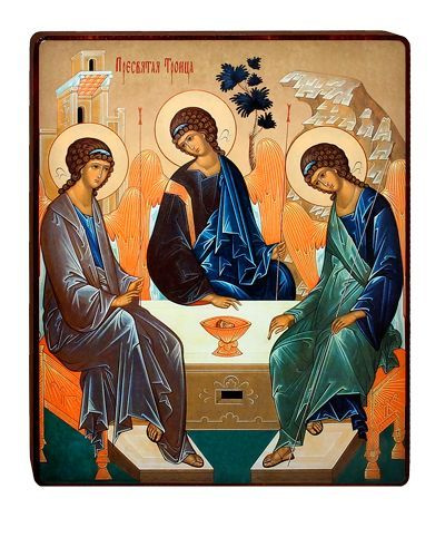 Икона "Святая Троица" на деревянной основе (16х20 см). #1