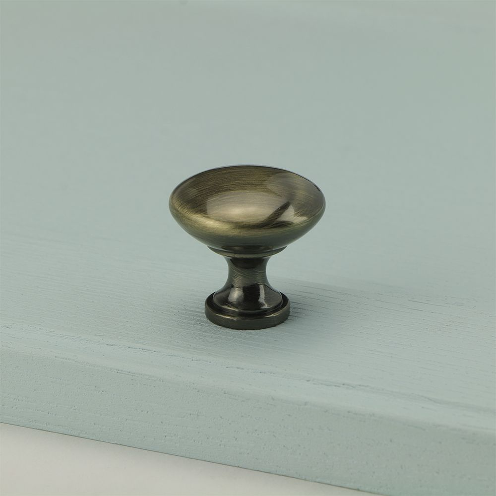 Ручка-кнопка мебельная TERNI античная шлифованная латунь  #1