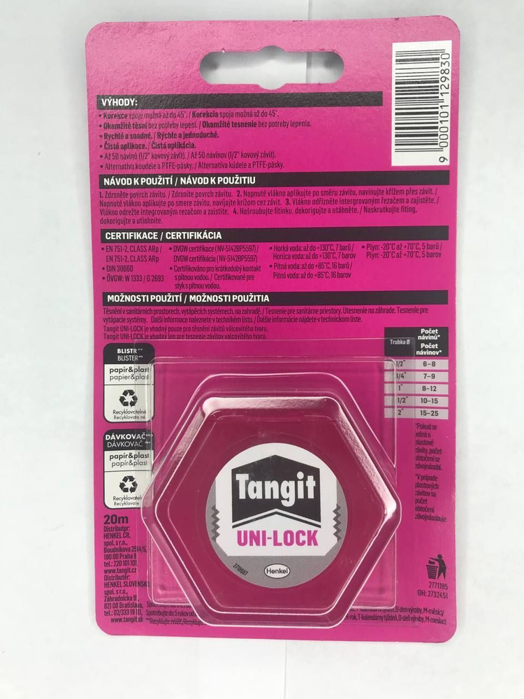 Нить (нитка) сантехническая 20м монтажная Henkel Tangit Uni-Lock, для герметизации резьбовых соединений #1
