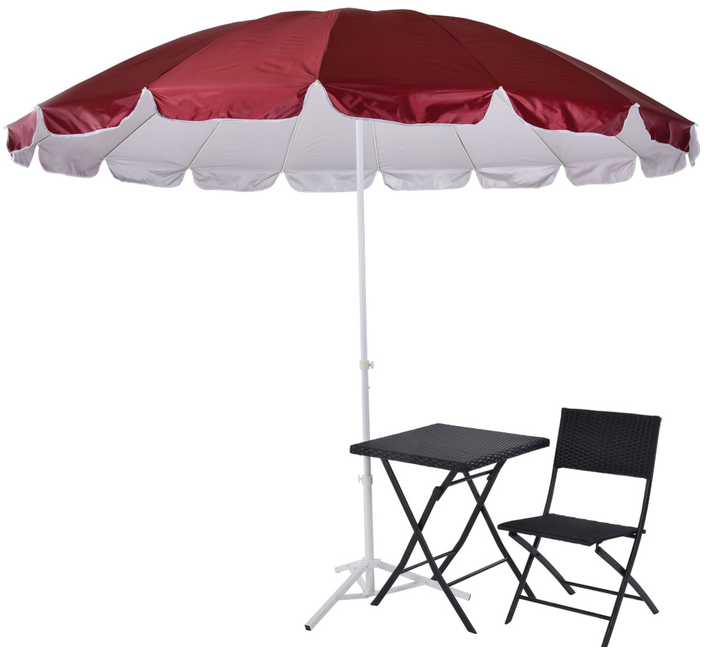 Зонт пляжный NOLITA, диаметр 280см, высота до 250см, зонт садовый, с чехлом, бордовый  #1