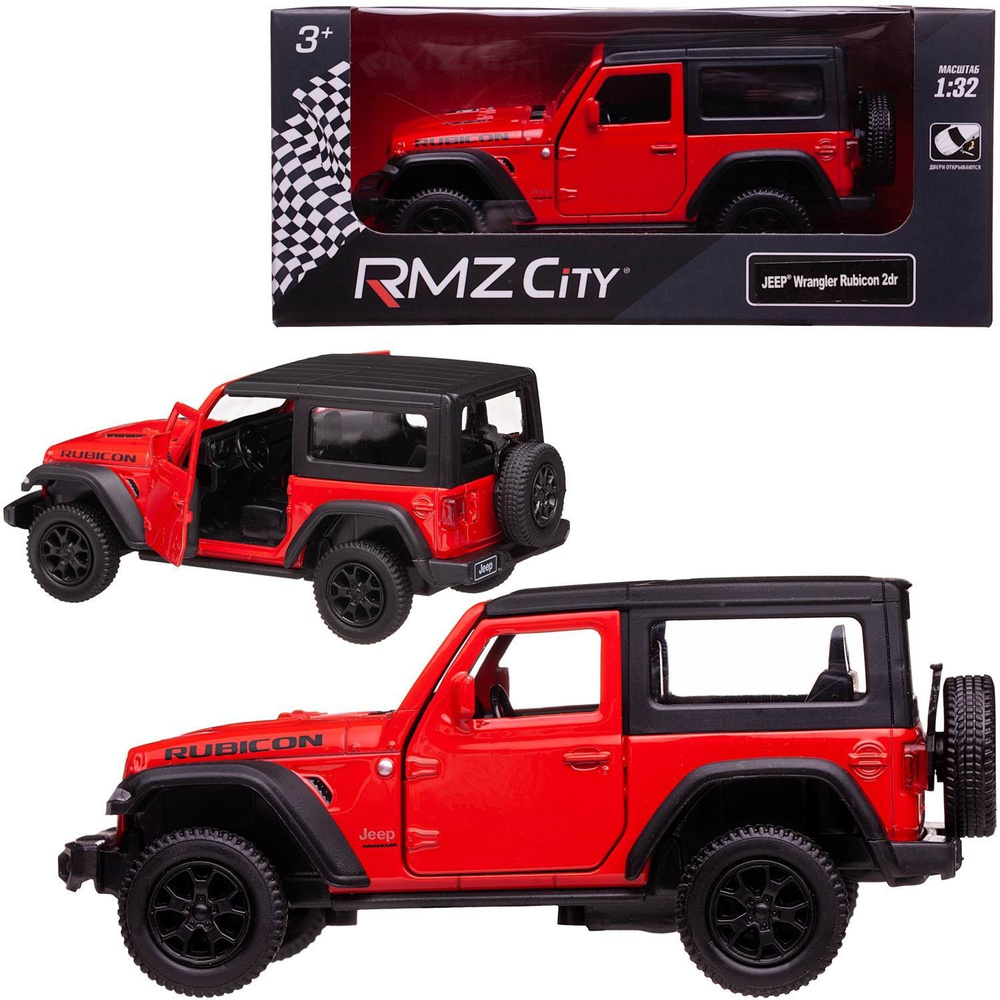 Машинка металлическая RMZ City Jeep Wrangler Rubicon 2021, инерционная, масштаб 1:32  #1