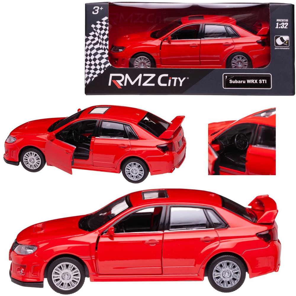 Машинка металлическая Uni-Fortune RMZ City 1:32 SUBARU WRX STI инерционная, Цвет Красный  #1