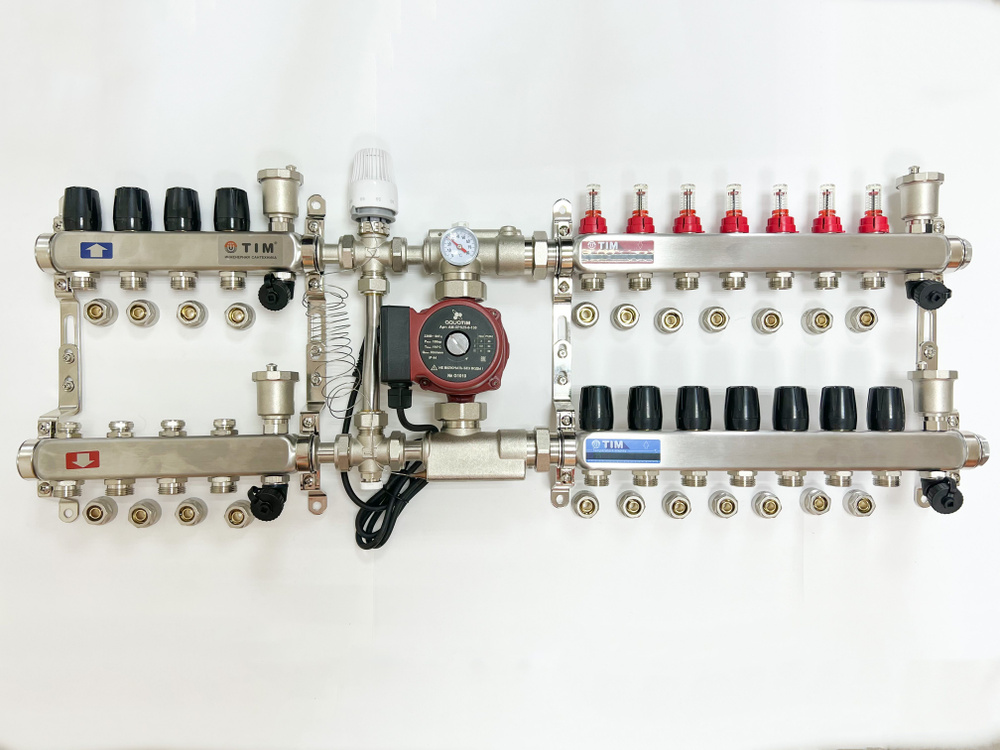 Комплект для подключения тёплого водяного пола на 7 выходов и радиаторов отопления 4 шт  #1