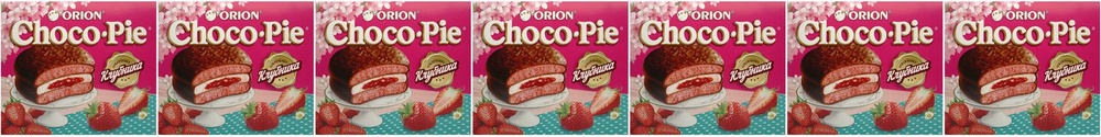 Пирожное Choco Pie Клубника, комплект: 7 упаковок по 360 г #1