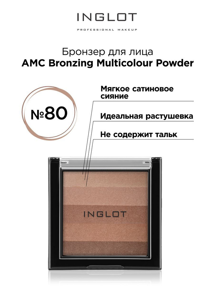 INGLOT Бронзер для лица с эффектом загара AMC Bronzing Multicolour Powder 80, пудра бронзирующая мультиколор #1