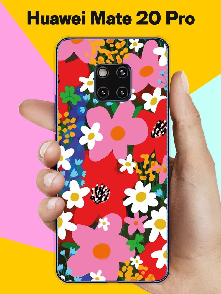 Силиконовый чехол на Huawei Mate 20 Pro Яркие цветы / для Хуавей Мейт 20 Про  #1