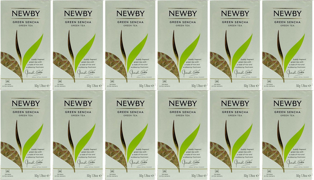 Чай зеленый Newby Green Sencha в пакетиках 2 г 25 шт, комплект: 12 упаковок по 50 г  #1