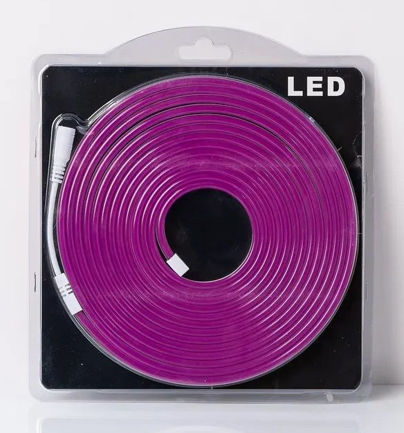 Гибкий неон, цвет фиолетовый, неоновая светодиодная лента 6х12мм, 12V DC, 120 LED/m, IP 65  #1