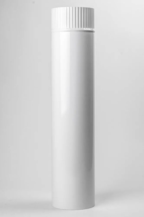 Дымоход стальной эмалированный Ф 100 мм, L 100 см, белый (для газовых колонок и котлов)  #1