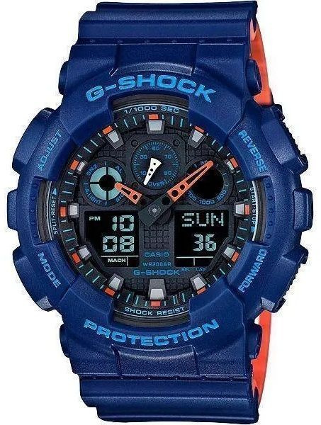 Противоударные японские мужские часы Casio G-Shock GA-100L-2A с хронографом с гарантией  #1