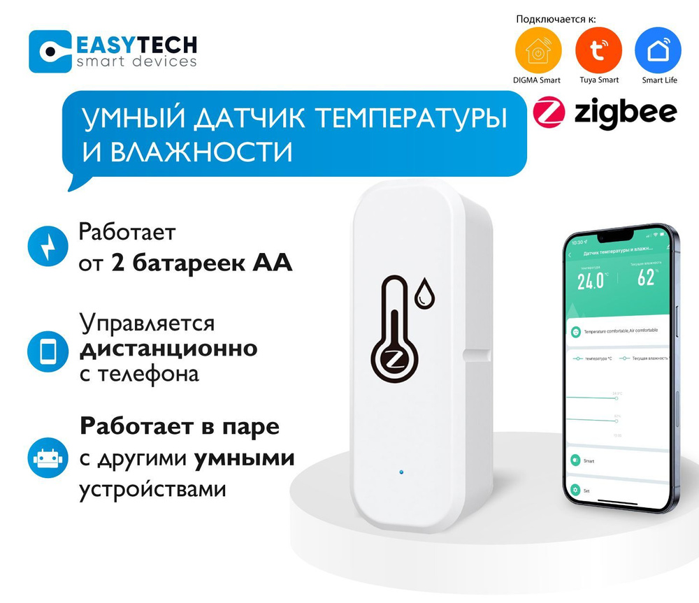 Умный мини датчик температуры и влажности Zigbee #1