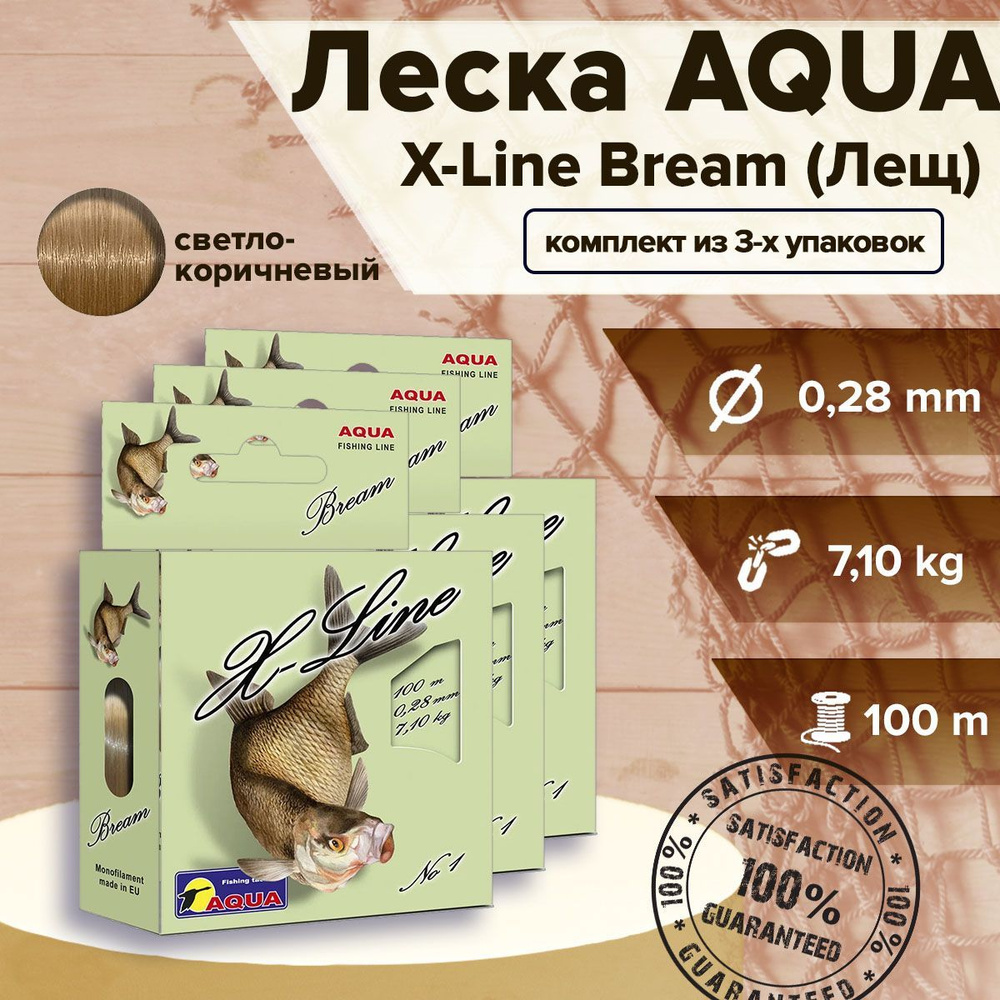 Aqua Монофильная леска для рыбалки, размотка: 100 м, толщина: 0.28 мм  #1